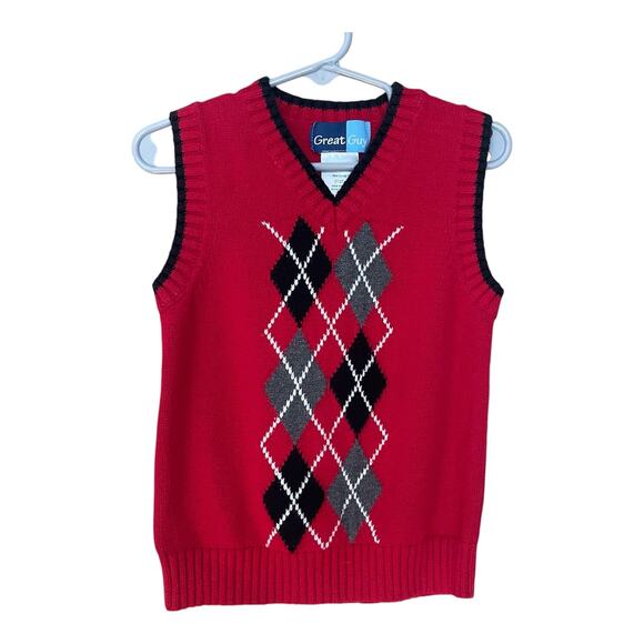 Great Guy Toddler Boy 3T Red Argyle Sweater Vest Classic Preppy Pullover - Picture 1 of 6